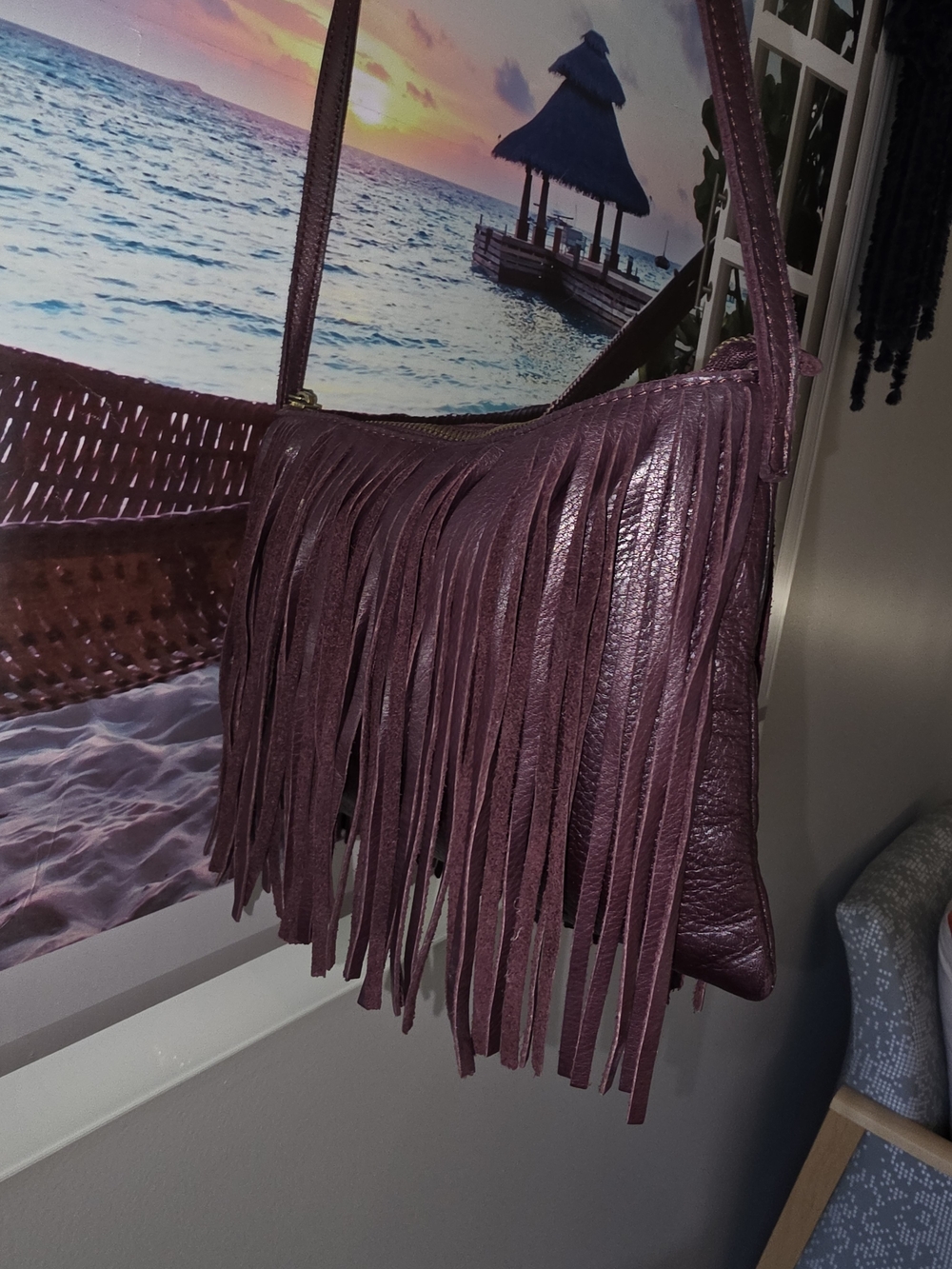 Lucky Brand Plum Fringe Shoulder Bag